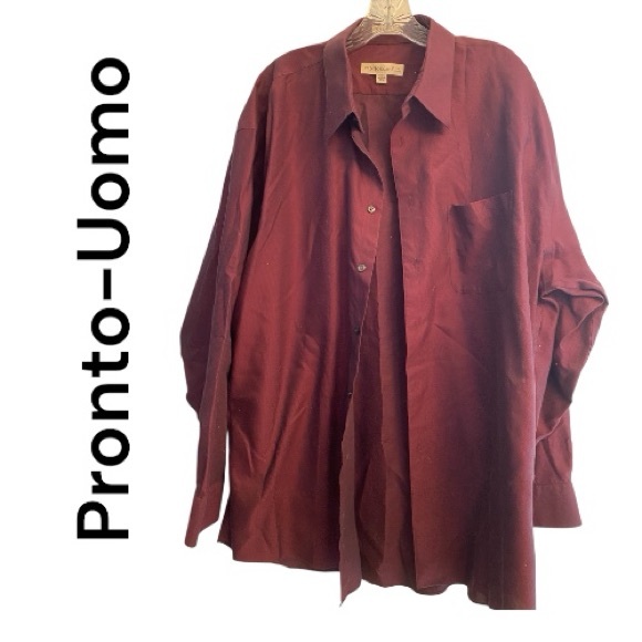 Pronto Uomo Men's Burgundy Shirt 18 - Picture 1 of 8